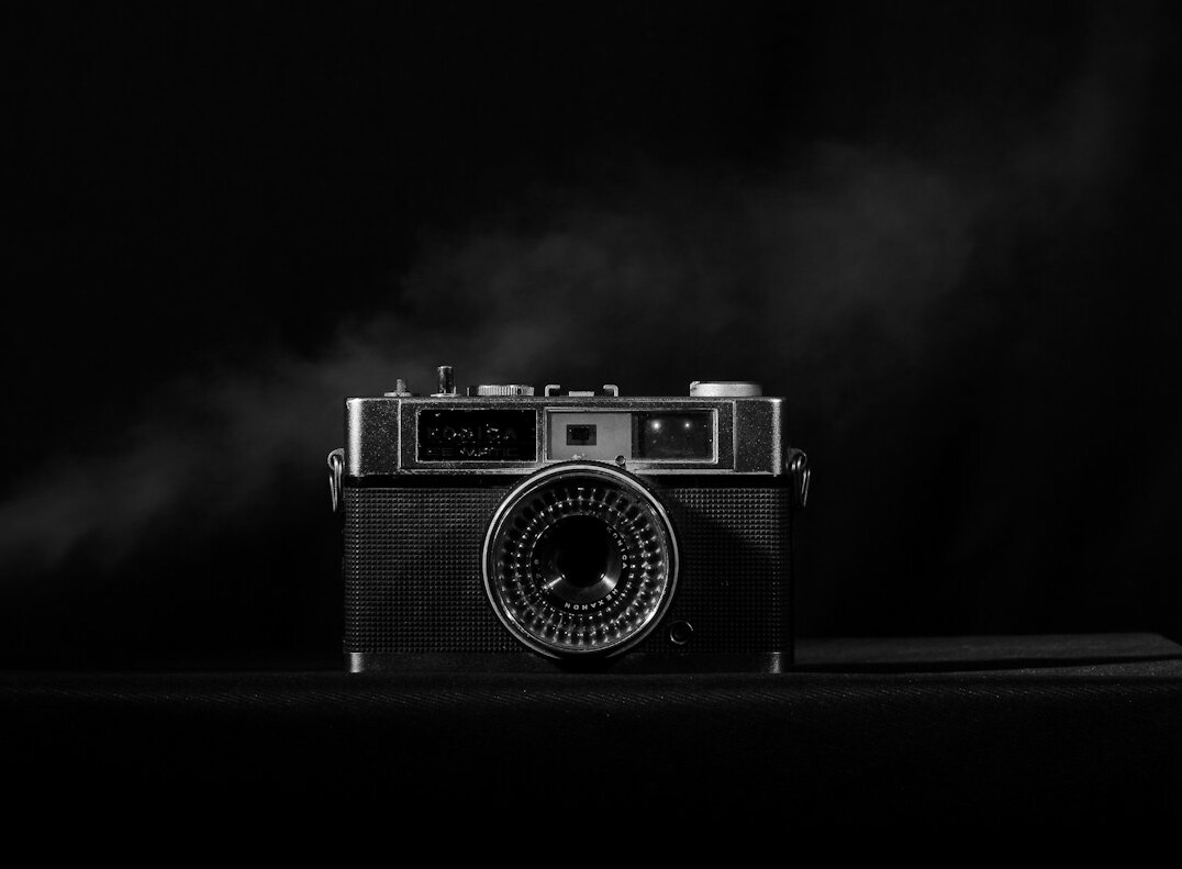 Close-up of a vintage film camera